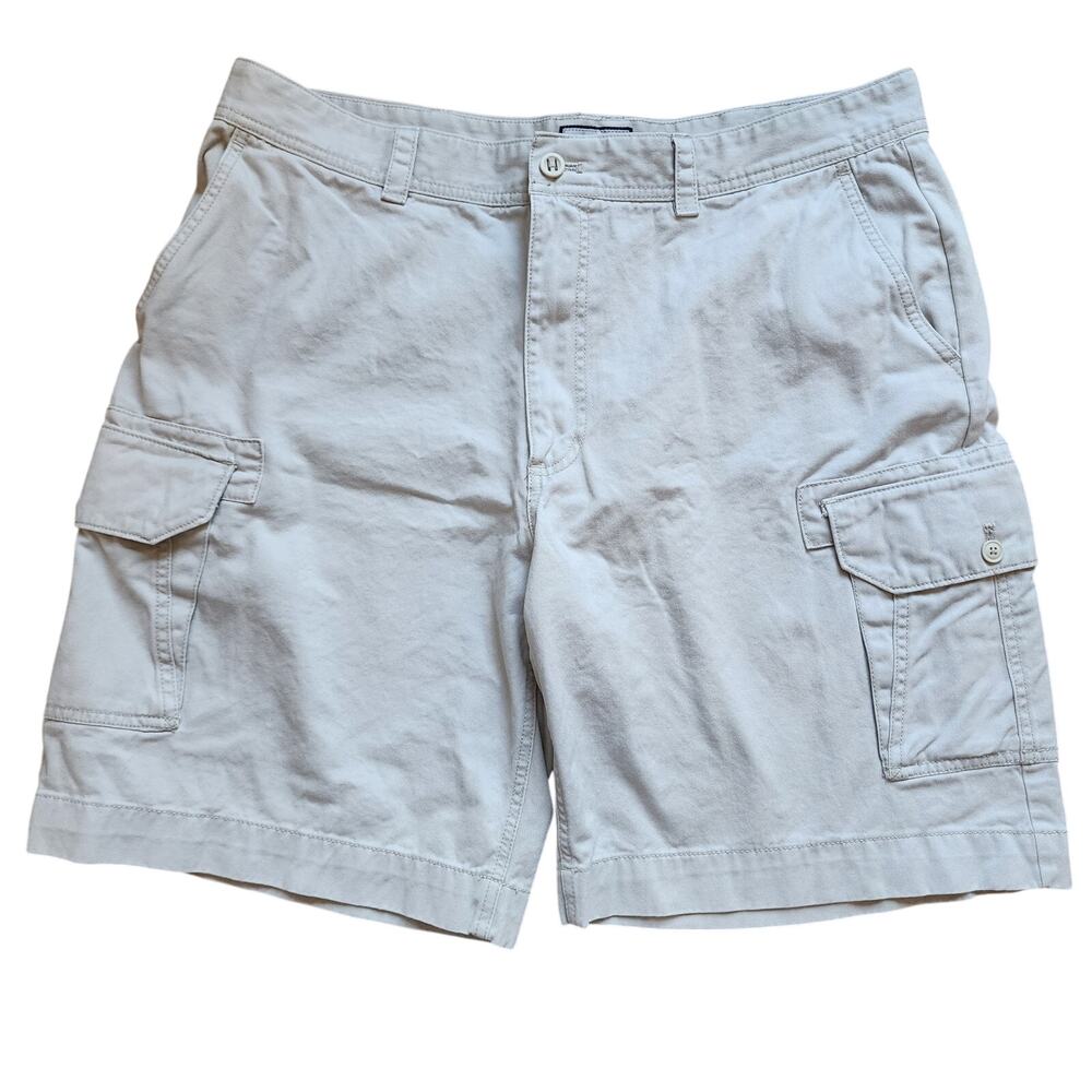 IZOD Cargo Shorts Mens Size 40 Khaki Pockets Tan Beige 100% Cotton
